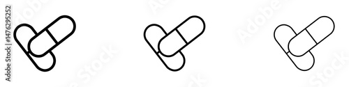 Capsule icons. modern minimalist symbol outline vector flat style