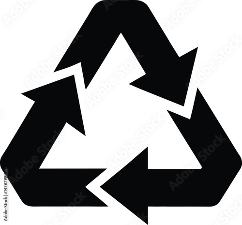 Black Recycling Symbol Icon Isolated on White Background Vector
