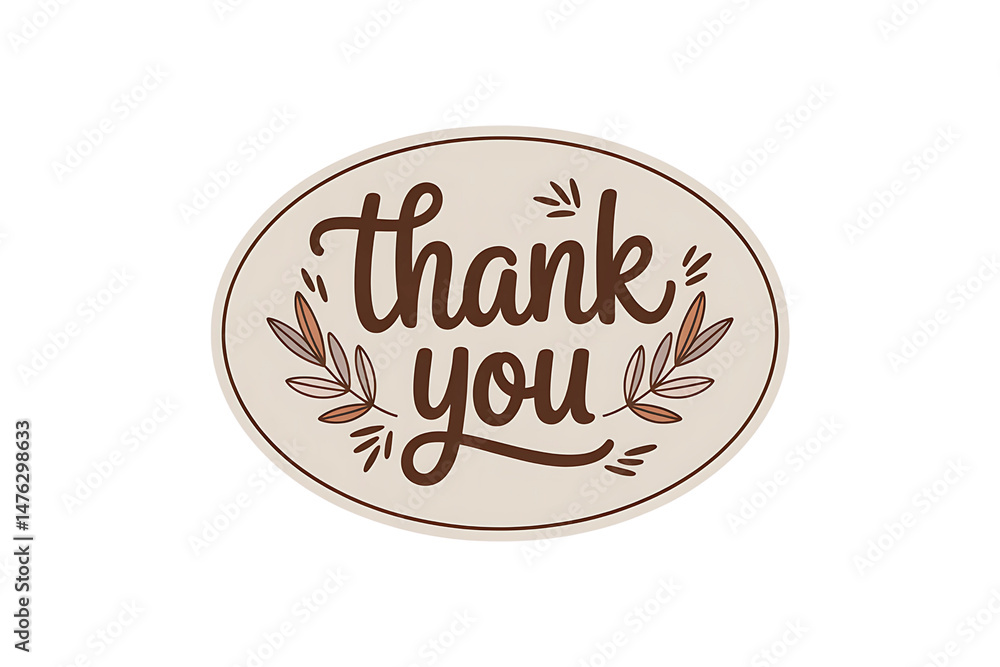 Thank You Sticker – Oval Boho Beige with Organic Texture, Handwritten Font in Dark Brown, Dried Leaves Accent, Transparent or PNG background
Thank You Sticker – Oval Boho Beige with Organic Texture, Handwritten Font in Dark Brown, Dried Leaves Accent, Transparent or PNG background