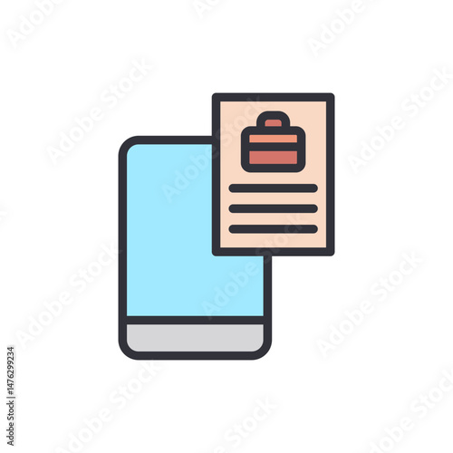 Online Job Application On A Smartphone With Portfolio Icon