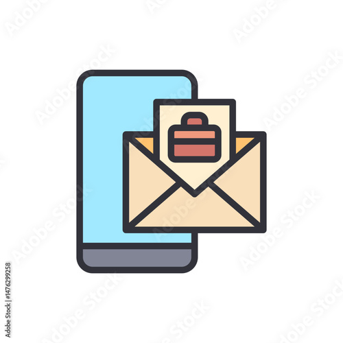 Incoming Business Opportunity Email on Mobile Phone Illustration