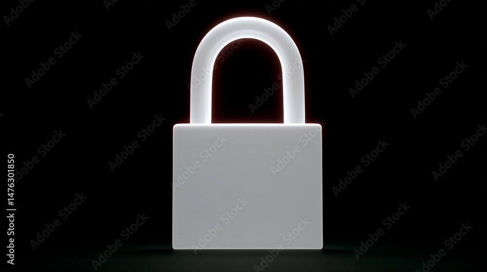 Fototapeta premium Glowing Padlock Digital Security Icon.