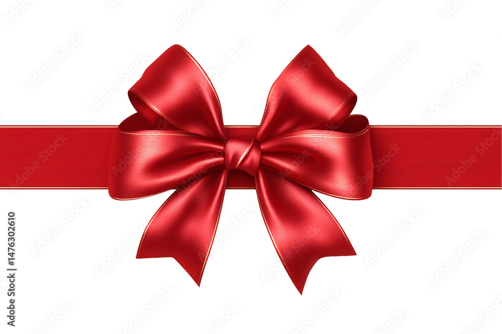 Red Satin Ribbon Bow on Transparent Background, PNG Red Satin Ribbon Bow on Transparent Background, PNG