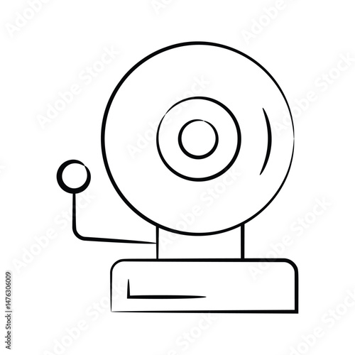Visually engaging hand drawn icon depicting school bell