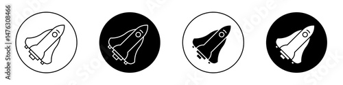 Space shuttle flat illustration of vector icon on white background.