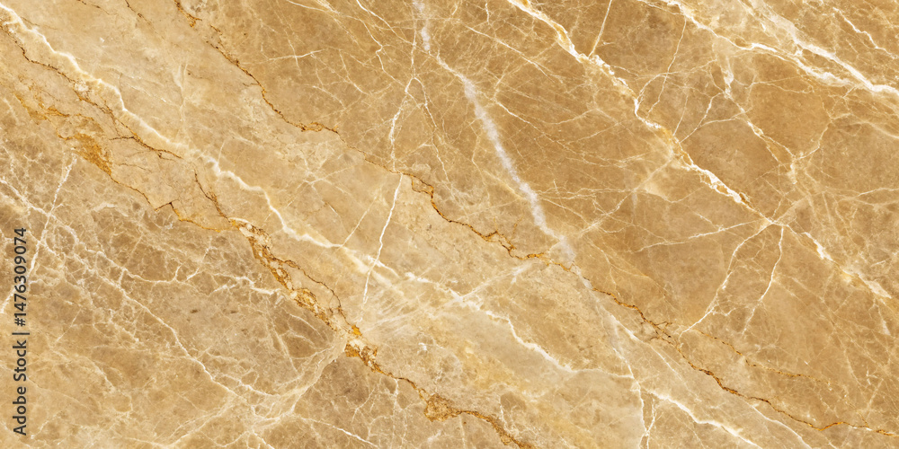 Fototapeta premium Warm hazel tones dominate this slab, accented with thin white and gold fractures, reflecting both classic luxury and understated earthy charm