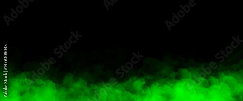 Fog or smoke, green smog clouds on floor, isolated transparent special effect. morning fog over land or water surface, magic haze. 