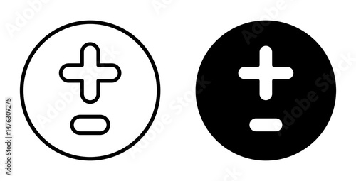 Plus minus flat illustration of vector icon on white background.