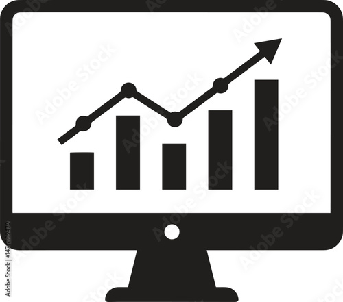 abstract monitor with growing line graph