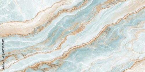 Wallpaper Mural Cool blue marble featuring flowing beige and sand-colored streaks, resembling frozen water intermingled with earthy elements, portraying tranquility and layered richness Torontodigital.ca