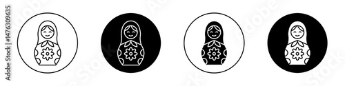 Nesting dolls flat illustration of vector icon on white background.
