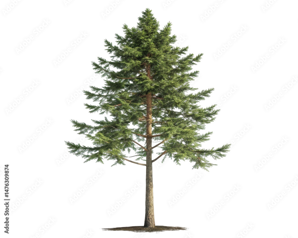 Obraz premium Full Grown Evergreen Tree with Lush Green Foliage Isolated on Transparent Background