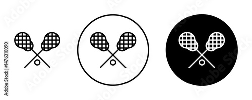 Lacrosse stick ball flat illustration of vector icon on white background.