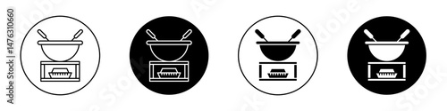 Fondue pot flat illustration of vector icon on white background.