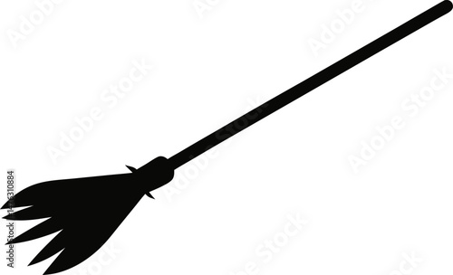 Broomstick End Silhouette Vector Illustration Black