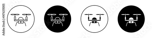 Drone flat illustration of vector icon on white background.