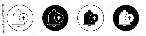 Cowbell circle plus flat illustration of vector icon on white background.