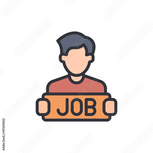 Person Holding A Job Sign Seeking Employment In The Labor Market