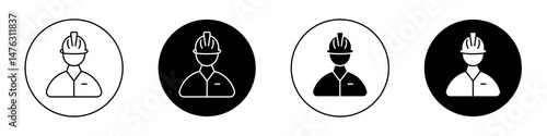 Builder flat illustration of vector icon on white background.