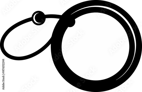 Cable Ring Loop Silhouette Vector Illustration Black