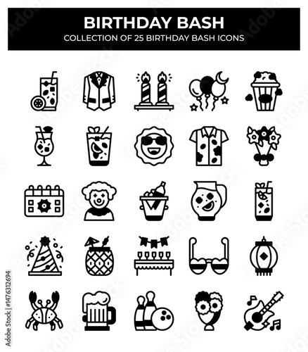 Birthday Bash. Collection of 25 Birthday Party Icons
