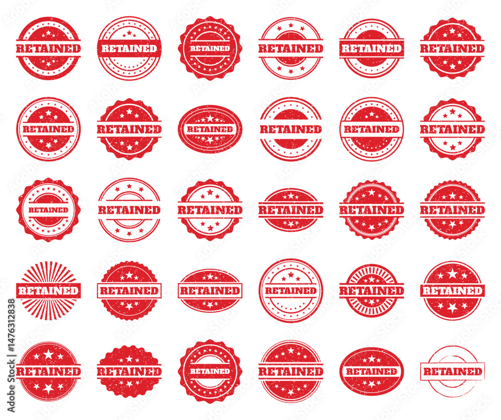 Obraz premium Collection of Red Retained Stamps. Grunge Texture. Vintage Design Elements