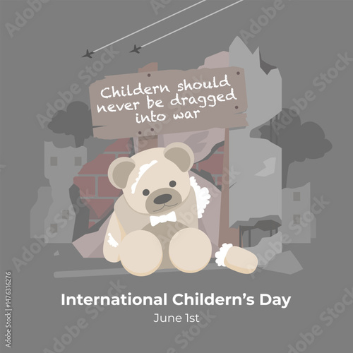 International childern's day. Children must not be involved in war