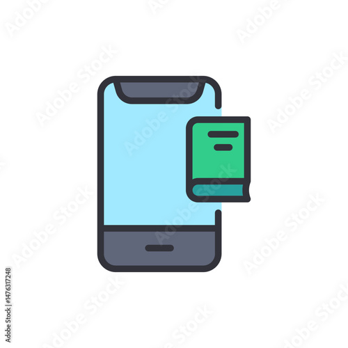 Online Education Concept Featuring Smart Phone And Electronic Book