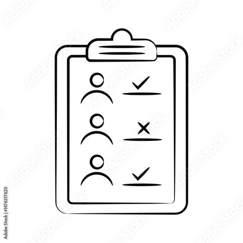 A well designed hand drawn icon depicting attendance sheet