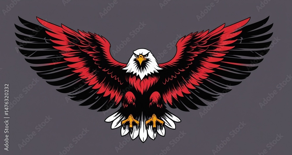 Obraz premium Bald Eagle with Red and Black Wings
