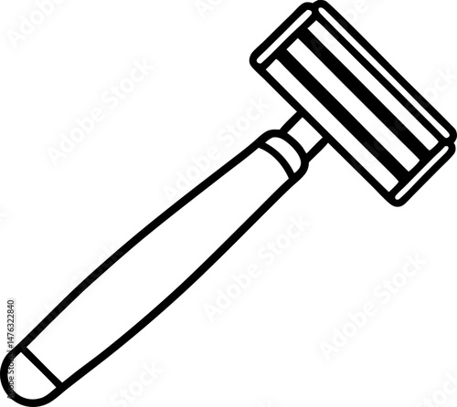 Safety Razor Blade Line Art Vector Illustration With White