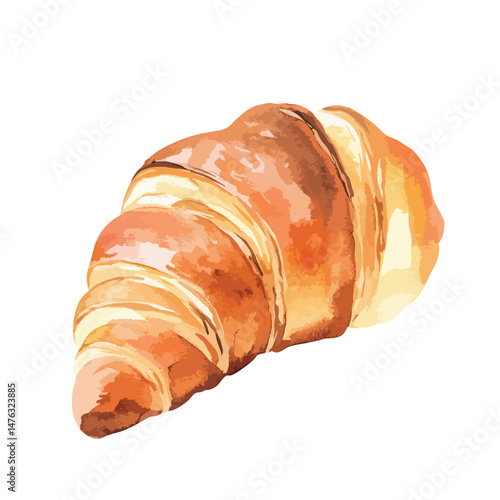 Croissant cute watercolors illustration isolated on white background