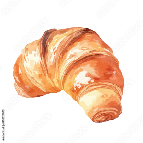 Croissant cute watercolors illustration isolated on white background