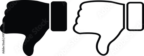 Feedback and rating thumbs down icons set. Dislike flat and outline vectors collection symbols. Modern elements for web banners, web sites and printed materials isolated on transparent background.