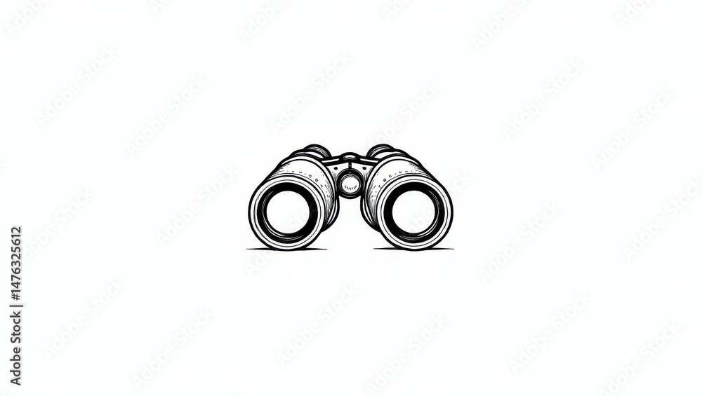 Stylish Black and White Binoculars Illustration Exploration Adventure Discovery Graphic Design Stylish Black and White Binoculars Illustration Exploration Adventure Discovery Graphic Design