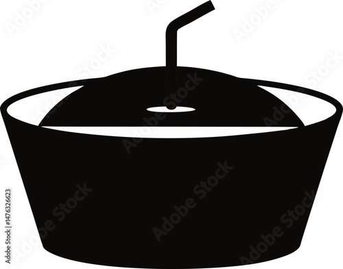 Straw Hole In Lid Silhouette Vector Illustration
