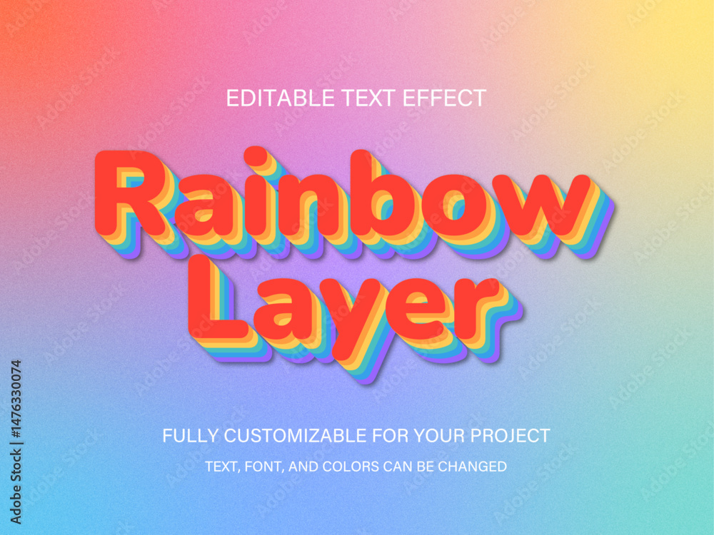 Colorful Layered Font Style - Stacked Rainbow Design Colorful Layered Font Style - Stacked Rainbow Design