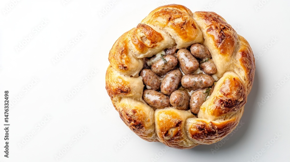 Baked Sausage Pastry, Overhead View Baked Sausage Pastry, Overhead View