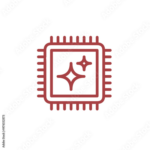 Sparkling Microchip Icon for AI Hardware, Technology, and Processor Design Concepts