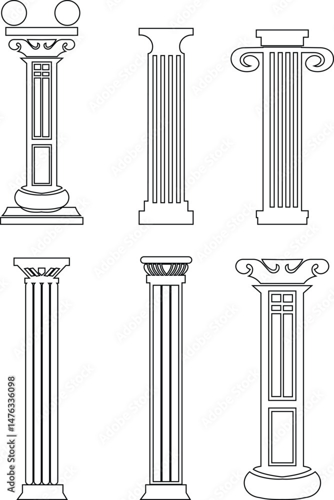 icon set of classical building with columns representing ancient architecture, linear style icon. historic designs. Editable stroke width symbols elements infographics for web transparent background icon set of classical building with columns representing ancient architecture, linear style icon. historic designs. Editable stroke width symbols elements infographics for web transparent background