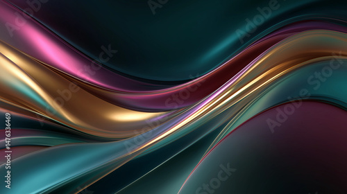 abstract background featuring smooth, flowing waves with an iridescent quality