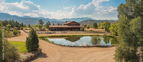 Country Estate with Pond and Mountain View