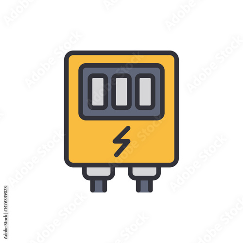 Electrical Box With Lightning Bolt Symbol Isolated On Transparent Background