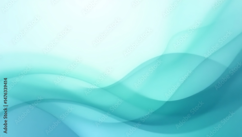 Fototapeta premium Abstract soft turquoise wavy background representing elegance and fluidity for various designs