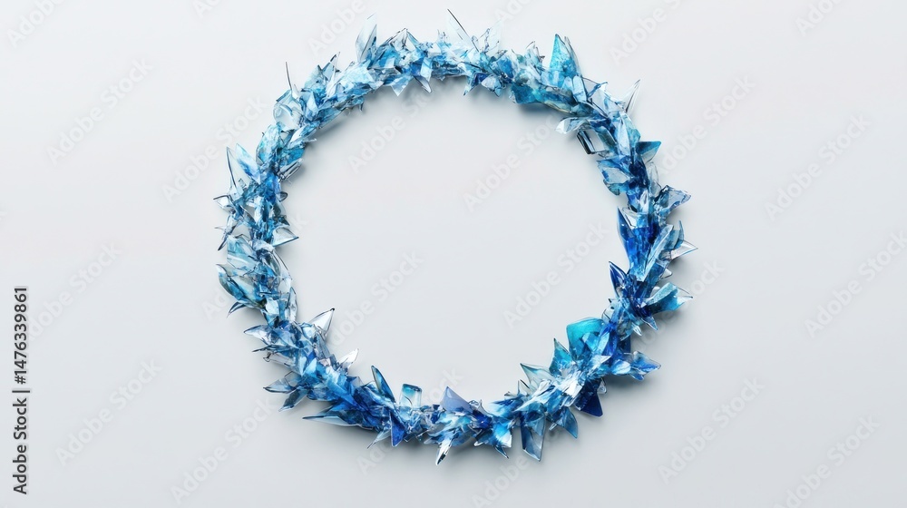 Obraz premium Blue Glass Fragments Circle Frame