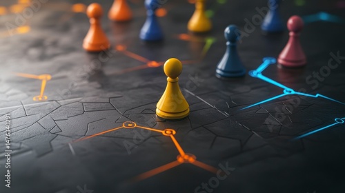 Strategic positioning of pawns on a network board