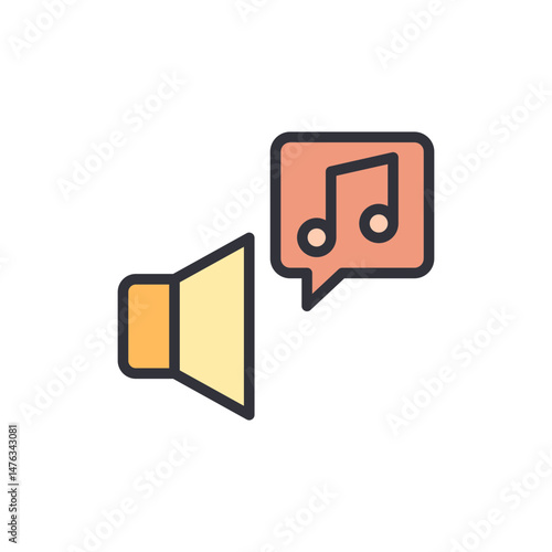 Speaker And Music Note Speech Bubble With Transparent Background