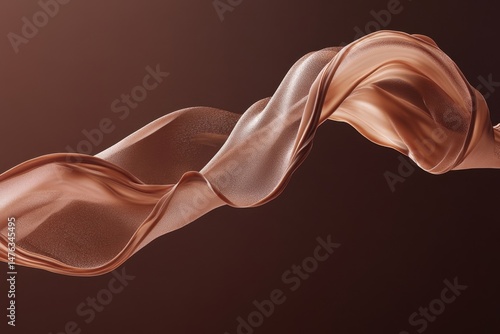 Brown fabric flows gracefully, catching light in an elegant swirl. Ideal for luxurious, sophisticated themes needing a touch of fluidity.