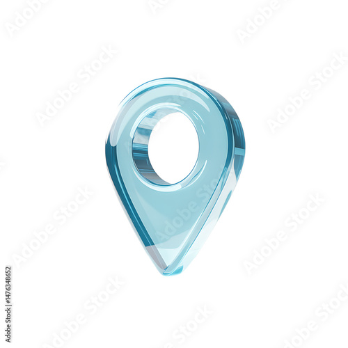 Glass Location Pin Transparent 3D on transparent background