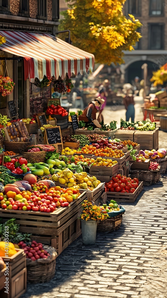 Fototapeta premium Outdoor market abundance of fresh produce display